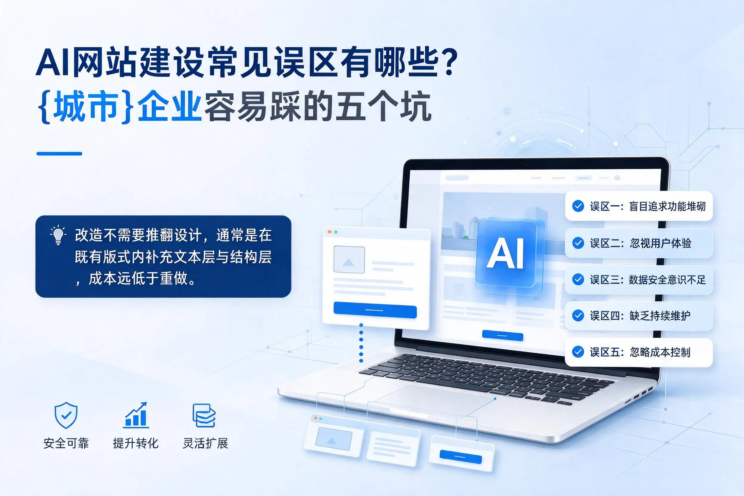 AI网站建设常见误区有哪些？惠州企业容易踩的五个坑