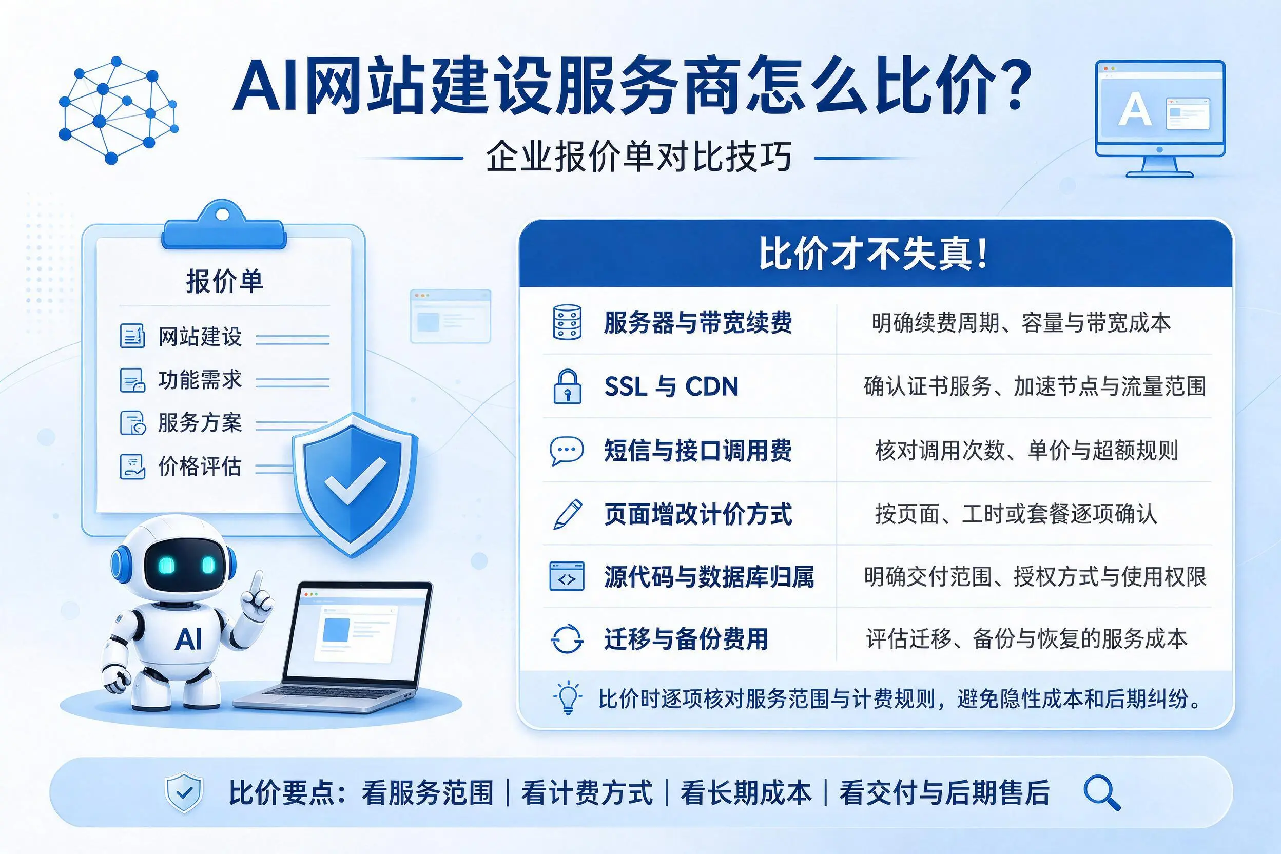 AI网站建设服务商怎么比价?惠州企业报价单对比技巧