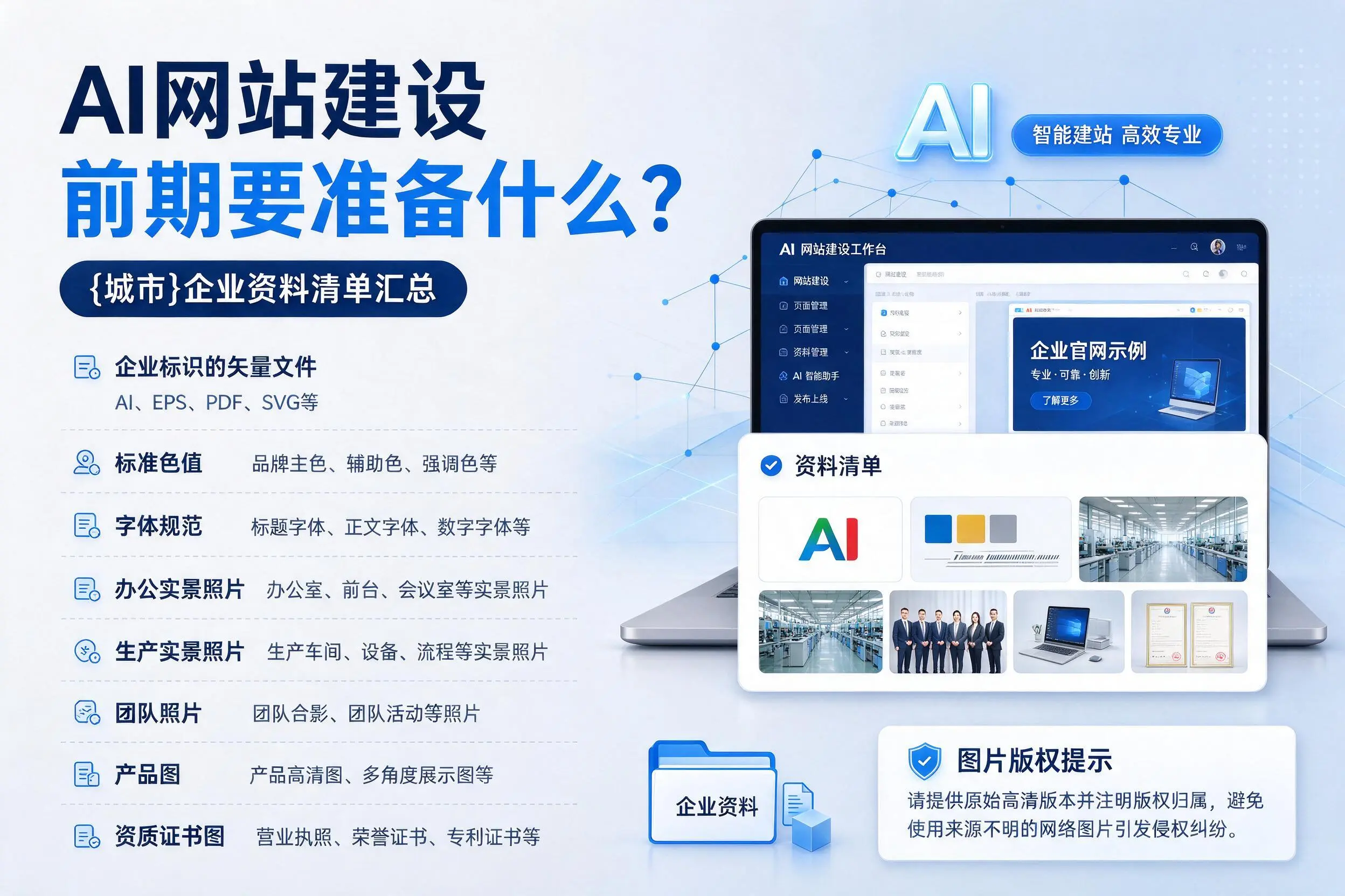 AI网站建设前期要准备什么?惠州企业资料清单汇总