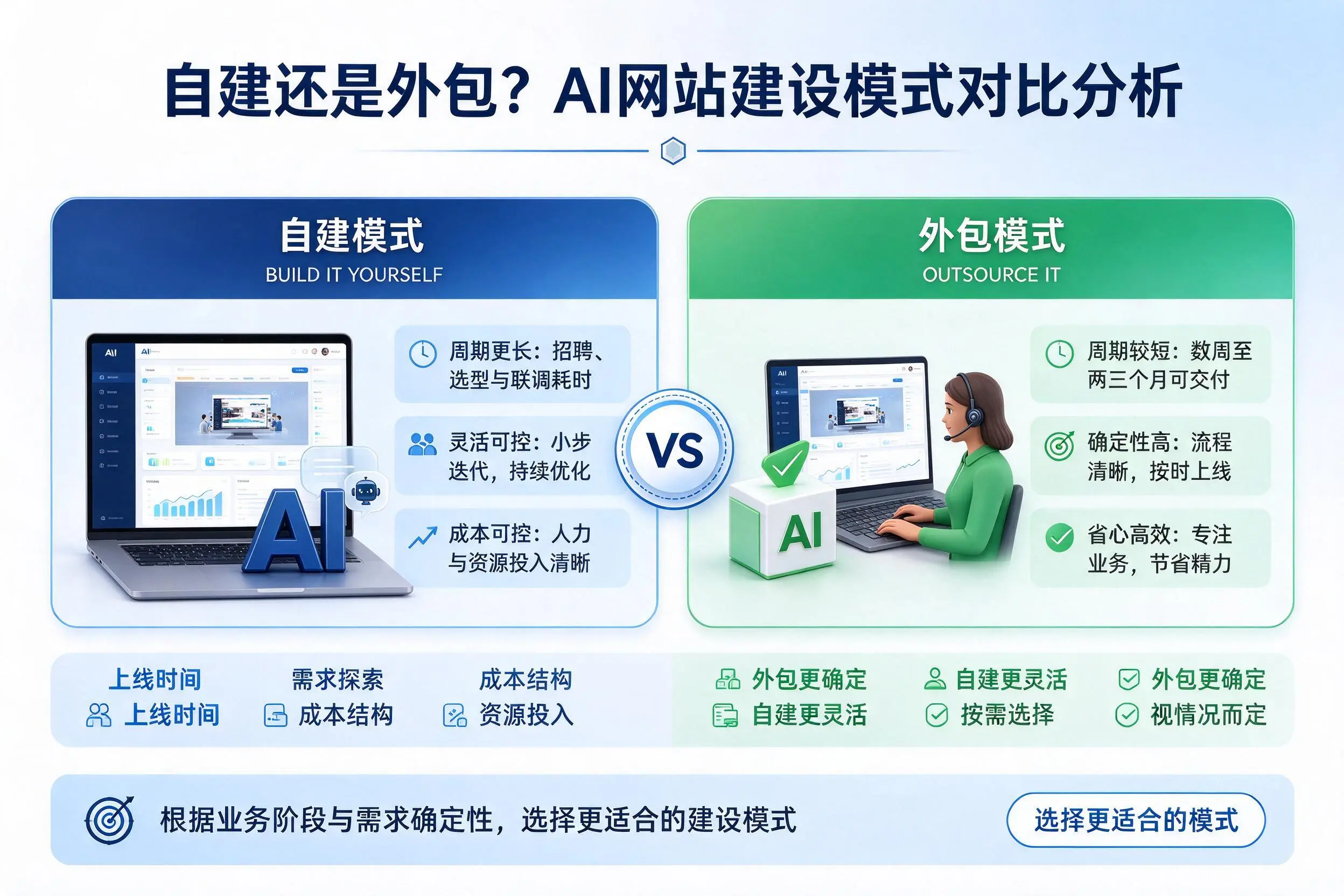 自建还是外包?惠州AI网站建设模式对比分析